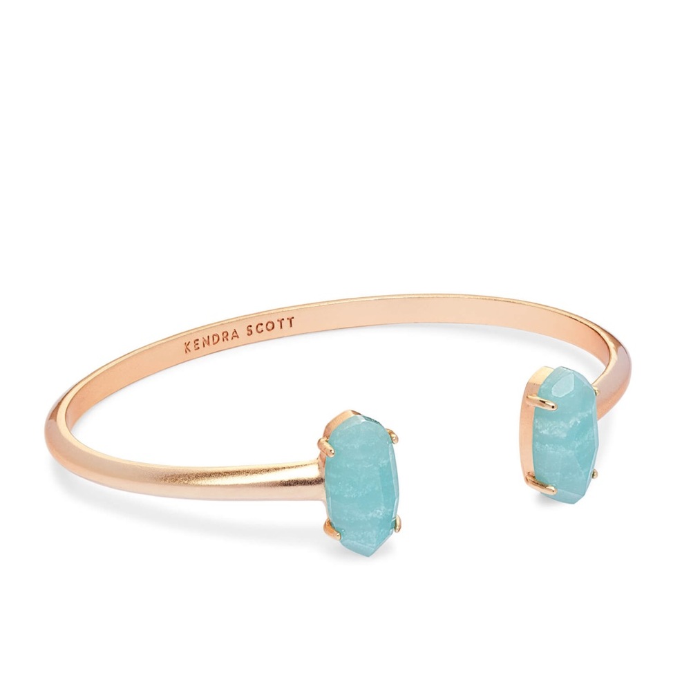 Edie Rose Gold Cuff Bracelet In Teal Quartzite